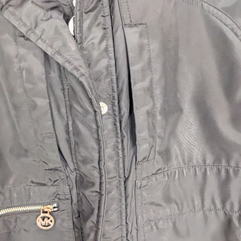 Michael Kors Black Puffer trench Windbreaker Jacket Size Large - Picture 5 of 8